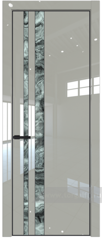 Дверь со стеклом ProfilDoors 20LA Атриум серебро с профилем Черный матовый RAL9005 (Галька люкс)