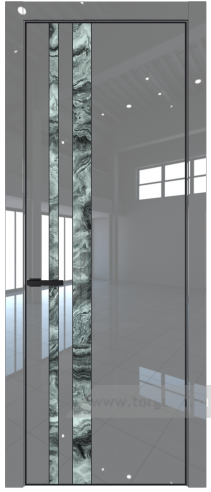 Дверь со стеклом ProfilDoors 20LA Атриум серебро с профилем Черный матовый RAL9005 (Грей люкс)