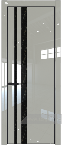 Дверь со стеклом ProfilDoors 20LA Неро мрамор с профилем Черный матовый RAL9005 (Галька люкс)