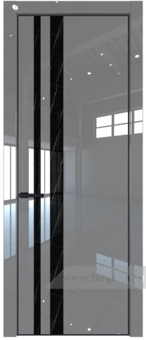 Дверь со стеклом ProfilDoors 20LA Неро мрамор с профилем Черный матовый RAL9005 (Грей люкс)