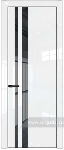 Дверь со стеклом ProfilDoors 20LA Зеркало Grey с профилем Черный матовый RAL9005 (Белый люкс)