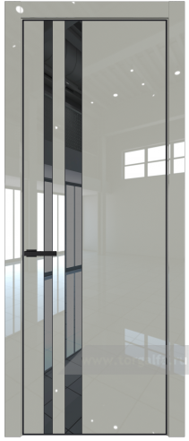 Дверь со стеклом ProfilDoors 20LA Зеркало Grey с профилем Черный матовый RAL9005 (Галька люкс)