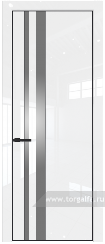Дверь со стеклом ProfilDoors 20LA Lacobel Серебряный лак с профилем Черный матовый RAL9005 (Белый люкс)