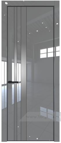 Дверь со стеклом ProfilDoors 20LA Lacobel Серебряный лак с профилем Черный матовый RAL9005 (Грей люкс)