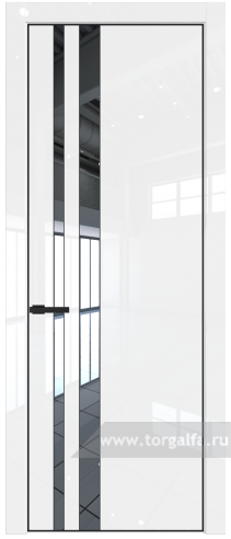 Дверь со стеклом ProfilDoors 20LA Зеркало с профилем Черный матовый RAL9005 (Белый люкс)