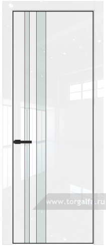 Дверь со стеклом ProfilDoors 20LA Lacobel Белый лак с профилем Черный матовый RAL9005 (Белый люкс)