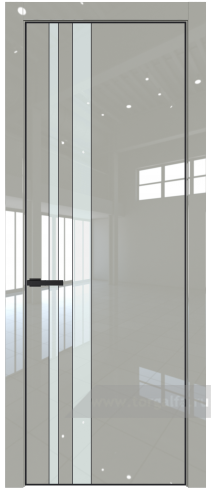 Дверь со стеклом ProfilDoors 20LA Lacobel Белый лак с профилем Черный матовый RAL9005 (Галька люкс)