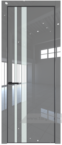 Дверь со стеклом ProfilDoors 20LA Lacobel Белый лак с профилем Черный матовый RAL9005 (Грей люкс)