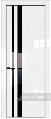 Дверь со стеклом ProfilDoors 20LA Lacobel Черный лак с профилем Черный матовый RAL9005 (Белый люкс)