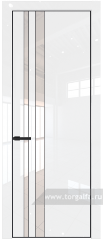 Дверь со стеклом ProfilDoors 20LA Lacobel Перламутровый лак с профилем Черный матовый RAL9005 (Белый люкс)