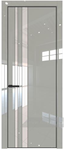 Дверь со стеклом ProfilDoors 20LA Lacobel Перламутровый лак с профилем Черный матовый RAL9005 (Галька люкс)