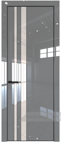 Дверь со стеклом ProfilDoors 20LA Lacobel Перламутровый лак с профилем Черный матовый RAL9005 (Грей люкс)