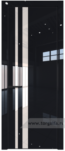 Дверь со стеклом ProfilDoors 20LA Lacobel Перламутровый лак с профилем Черный матовый RAL9005 (Черный люкс)