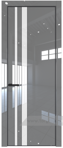Дверь со стеклом ProfilDoors 20LA Лак классик с профилем Черный матовый RAL9005 (Грей люкс)