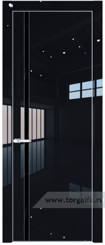 Дверь со стеклом ProfilDoors 21LA Неро мрамор с профилем Серебро (Черный люкс)