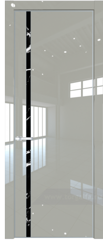 Дверь со стеклом ProfilDoors 21LA Нефи черный узор серебро с профилем Серебро (Галька люкс)