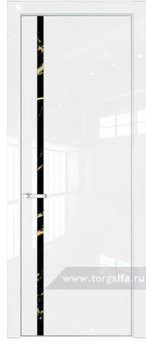 Дверь со стеклом ProfilDoors 21LA Нефи черный узор золото с профилем Серебро (Белый люкс)