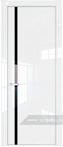 Дверь со стеклом ProfilDoors 21LA Lacobel Черный лак с профилем Серебро (Белый люкс)