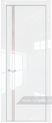 Дверь со стеклом ProfilDoors 21LA Lacobel Перламутровый лак с профилем Серебро (Белый люкс)