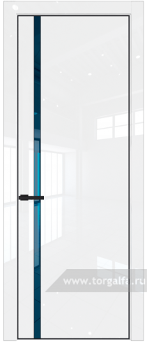 Дверь со стеклом ProfilDoors 21LA Зеркало Blue с профилем Черный матовый RAL9005 (Белый люкс)