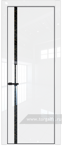 Дверь со стеклом ProfilDoors 21LA Лоран узор золото с профилем Черный матовый RAL9005 (Белый люкс)