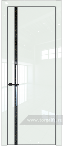 Дверь со стеклом ProfilDoors 21LA Лоран узор золото с профилем Черный матовый RAL9005 ( ДаркВайт люкс)
