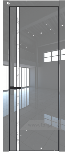 Дверь со стеклом ProfilDoors 21LA Нефи белый узор серебро с профилем Черный матовый RAL9005 (Грей люкс)