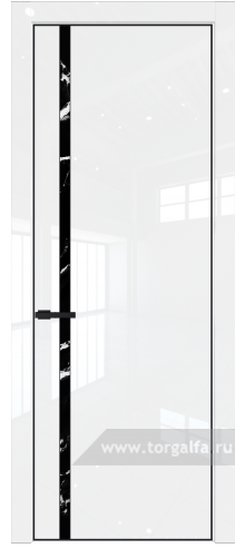 Дверь со стеклом ProfilDoors 21LA Нефи черный узор серебро с профилем Черный матовый RAL9005 (Белый люкс)