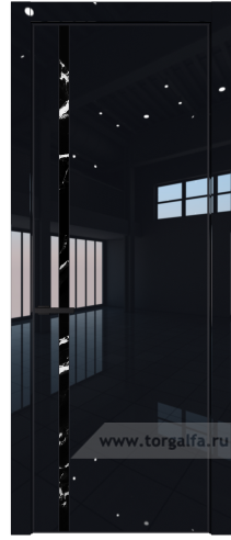 Дверь со стеклом ProfilDoors 21LA Нефи черный узор серебро с профилем Черный матовый RAL9005 (Черный люкс)