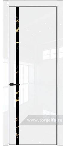 Дверь со стеклом ProfilDoors 21LA Нефи черный узор золото с профилем Черный матовый RAL9005 (Белый люкс)