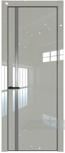 Дверь со стеклом ProfilDoors 21LA Lacobel Серебряный лак с профилем Черный матовый RAL9005 (Галька люкс)