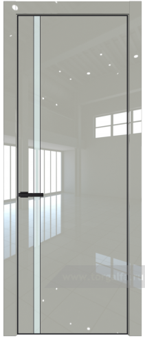 Дверь со стеклом ProfilDoors 21LA Lacobel Белый лак с профилем Черный матовый RAL9005 (Галька люкс)