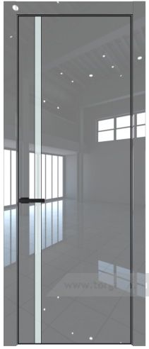 Дверь со стеклом ProfilDoors 21LA Lacobel Белый лак с профилем Черный матовый RAL9005 (Грей люкс)