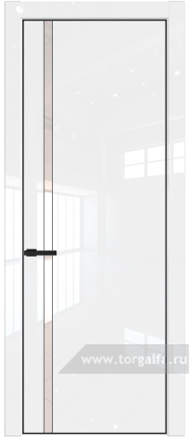 Дверь со стеклом ProfilDoors 21LA Lacobel Перламутровый лак с профилем Черный матовый RAL9005 (Белый люкс)