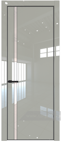 Дверь со стеклом ProfilDoors 21LA Lacobel Перламутровый лак с профилем Черный матовый RAL9005 (Галька люкс)