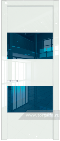 Дверь со стеклом ProfilDoors 22LA Зеркало Blue с профилем Серебро ( ДаркВайт люкс)