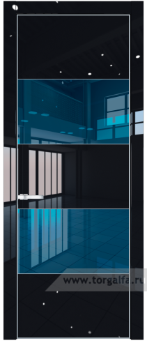Дверь со стеклом ProfilDoors 22LA Зеркало Blue с профилем Серебро (Черный люкс)