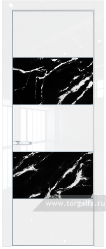 Дверь со стеклом ProfilDoors 22LA Нефи черный узор серебро с профилем Серебро (Белый люкс)