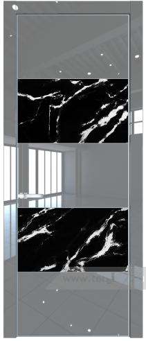 Дверь со стеклом ProfilDoors 22LA Нефи черный узор серебро с профилем Серебро (Грей люкс)