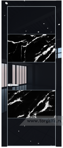 Дверь со стеклом ProfilDoors 22LA Нефи черный узор серебро с профилем Серебро (Черный люкс)
