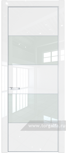 Дверь со стеклом ProfilDoors 22LA Lacobel Белый лак с профилем Серебро (Белый люкс)