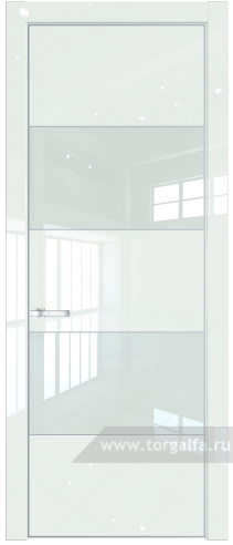 Дверь со стеклом ProfilDoors 22LA Lacobel Белый лак с профилем Серебро ( ДаркВайт люкс)