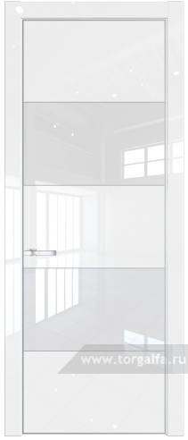 Дверь со стеклом ProfilDoors 22LA Лак классик с профилем Серебро (Белый люкс)