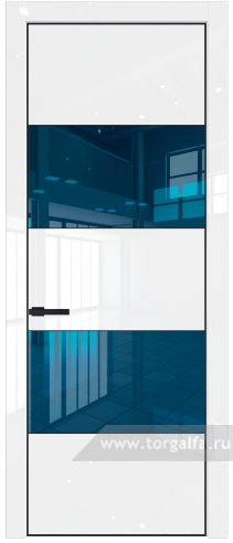 Дверь со стеклом ProfilDoors 22LA Зеркало Blue с профилем Черный матовый RAL9005 (Белый люкс)