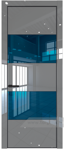Дверь со стеклом ProfilDoors 22LA Зеркало Blue с профилем Черный матовый RAL9005 (Галька люкс)
