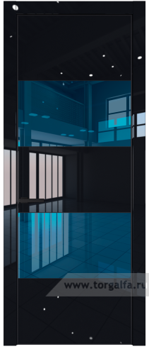 Дверь со стеклом ProfilDoors 22LA Зеркало Blue с профилем Черный матовый RAL9005 (Черный люкс)