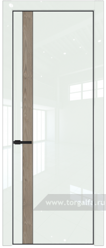 Глухая дверь ProfilDoors 18LA вставка Каштан темный с профилем Черный матовый RAL9005 ( ДаркВайт люкс)