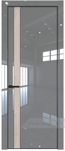 Глухая дверь ProfilDoors 18LA вставка Каштан светлый с профилем Черный матовый RAL9005 (Грей люкс)