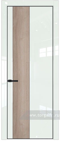 Глухая дверь ProfilDoors 19LA вставка Дуб Сонома с профилем Черный матовый RAL9005 ( ДаркВайт люкс)