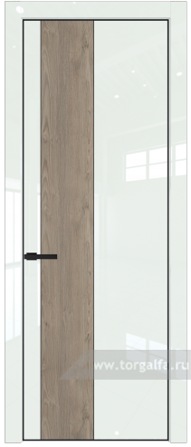 Глухая дверь ProfilDoors 19LA вставка Каштан темный с профилем Черный матовый RAL9005 ( ДаркВайт люкс)